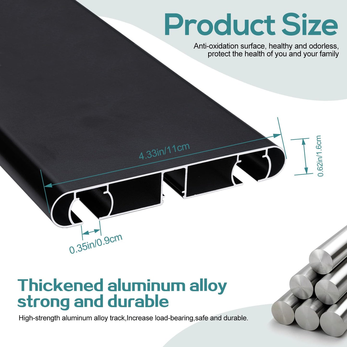 Silent Heavy-Duty Double Curtain Track (Ceiling Mount)