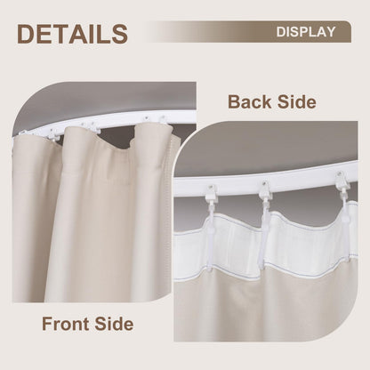 (Beige)High-Density Silk-Look Blackout Divider Curtain & White Track Kit