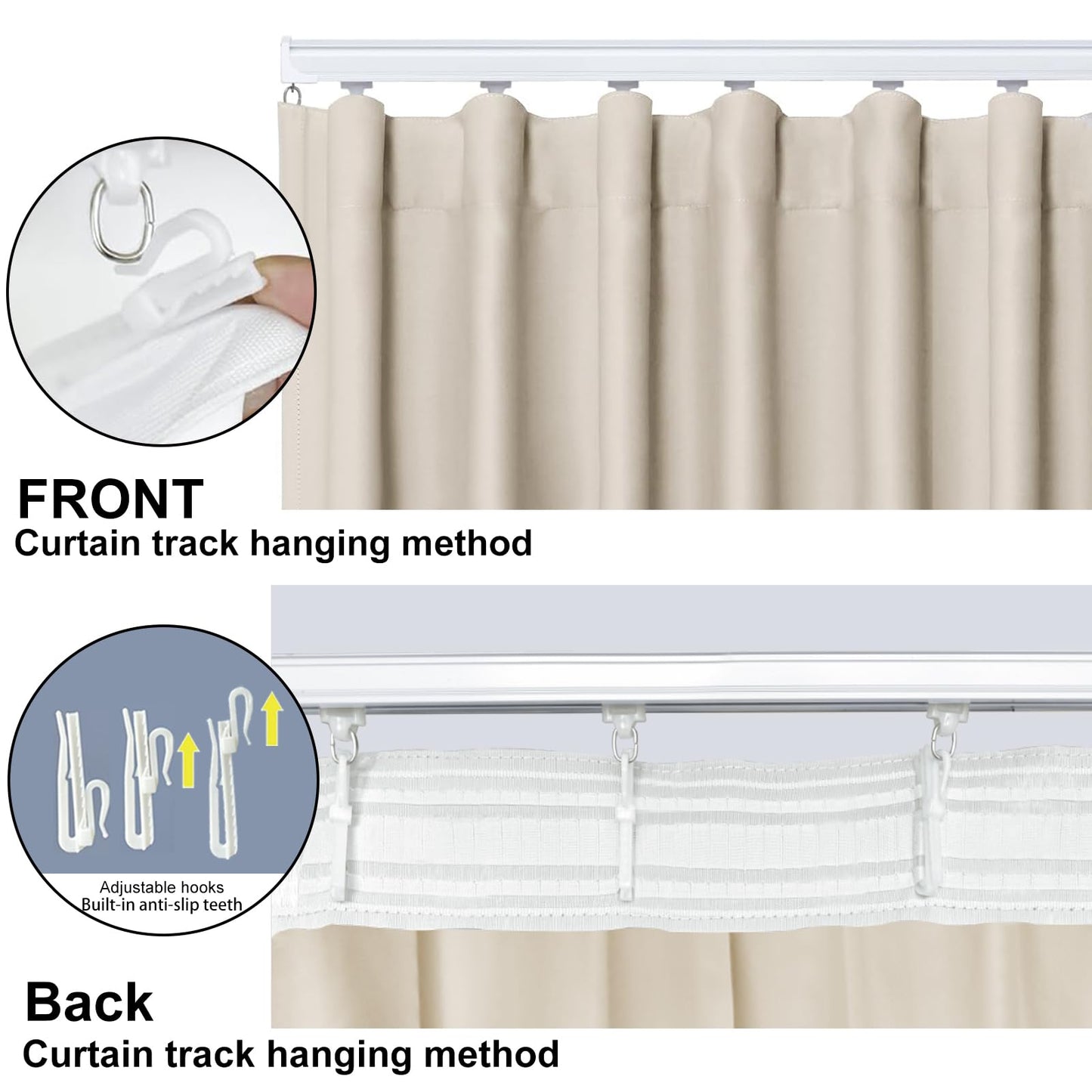(Beige)High-Density Silk-Look Blackout Divider Curtain
