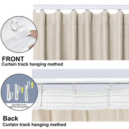 (Beige)High-Density Silk-Look Blackout Divider Curtain