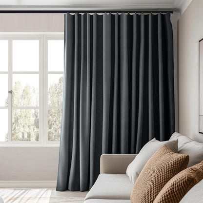 （Dark-grey）Benny Thermal Textured Woven Blackout Divider Curtain