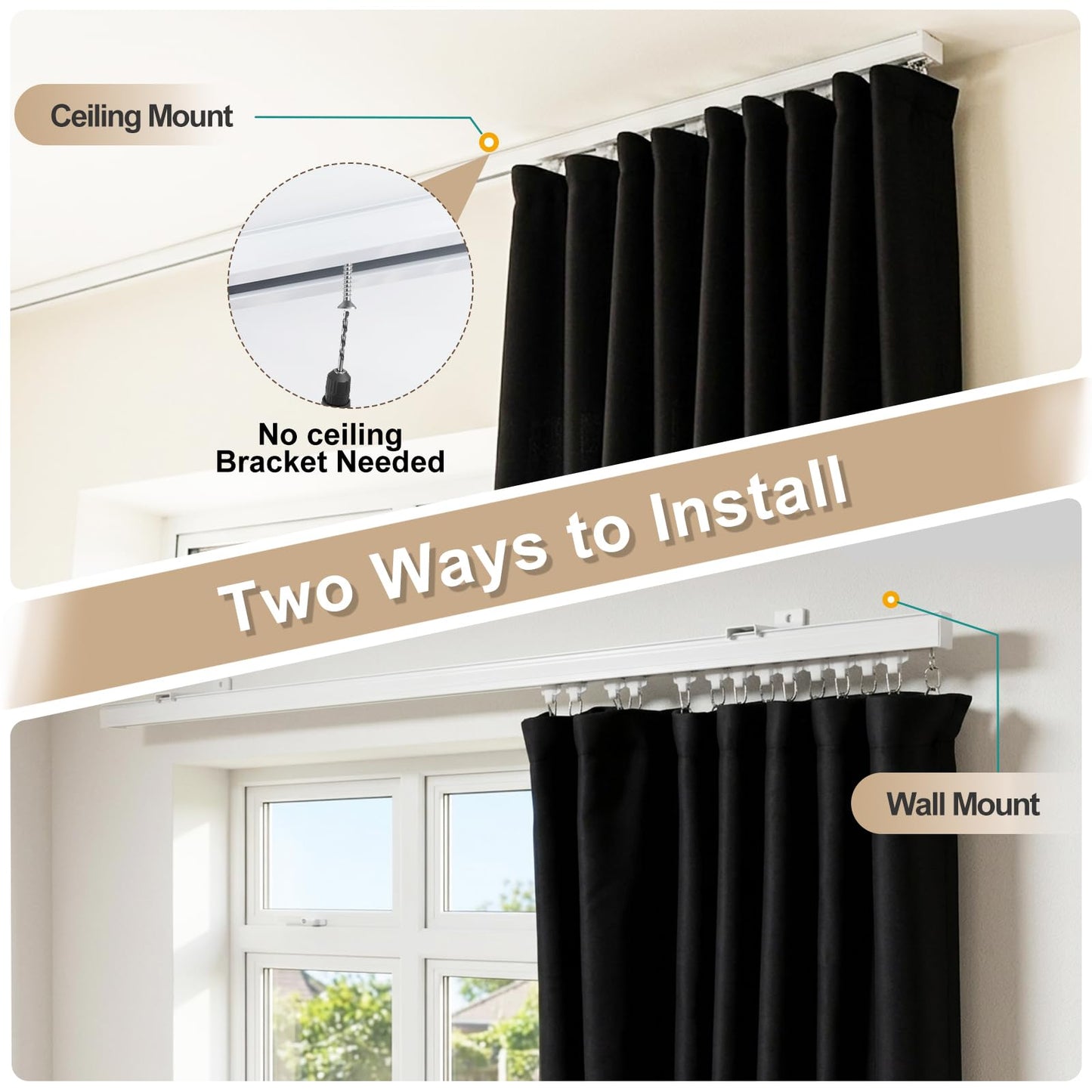 Direct Mount Heavy Duty Aluminum Curtain Track System（Hook Gliders）