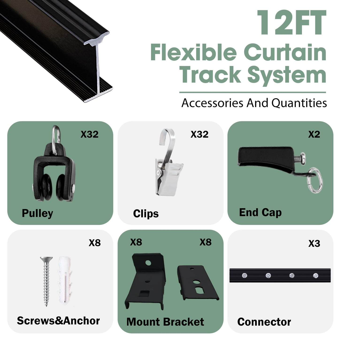 Flexible Aluminum Bendable Track (Clip Gliders)