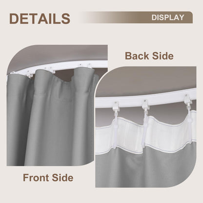 (grey)High-Density Silk-Look Blackout Divider Curtain & White Track Kit
