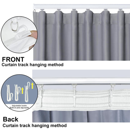 （Light Grey）High-Density Silk-Look Blackout Divider Curtain & White Track Kit