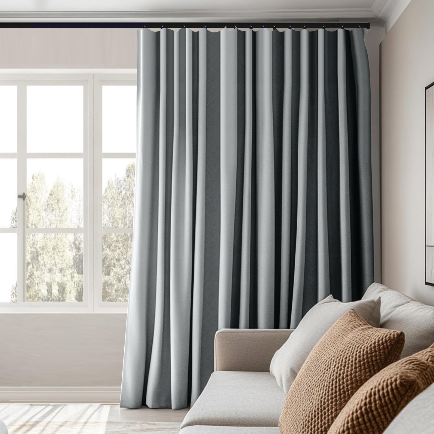 （Grey）Benny Thermal Textured Woven Blackout Divider Curtain