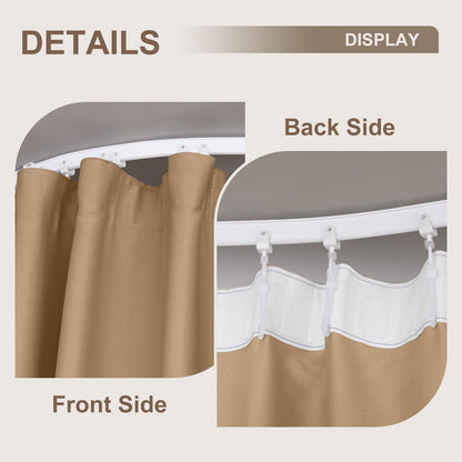 (Khaki)High-Density Silk-Look Blackout Divider Curtain & White Track Kit