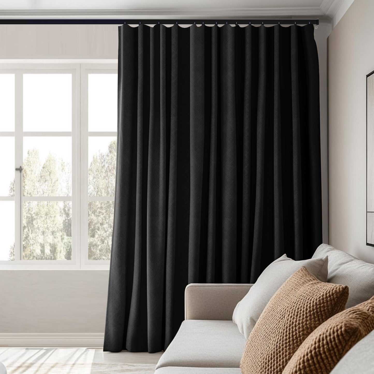 Total Blackout Room Divider Curtain - Thermal & Noise Reducing(Black)