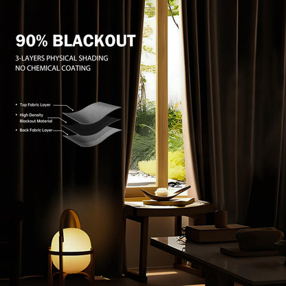 (Light-grey)High-Density Silk-Look Blackout Divider Curtain & White Track Kit