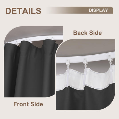 (Black)High-Density Silk-Look Blackout Divider Curtain & White Track Kit