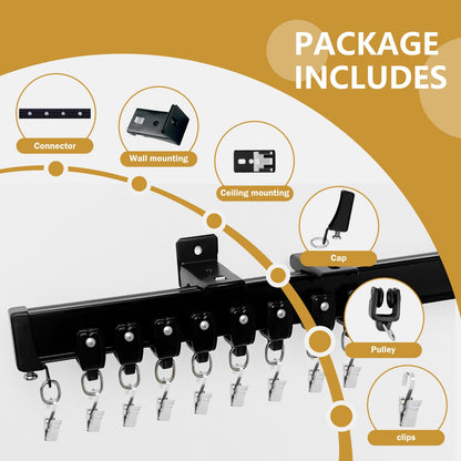 Ceiling Curtains Tracks Aluminum Flexible Bendable（black）