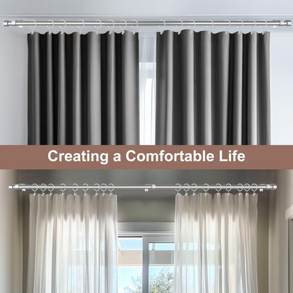 Curtains Rods for Windows 1 Inch Thick Heavy Duty Metal Curtain Rod with Curtain Rings with Clips Sets