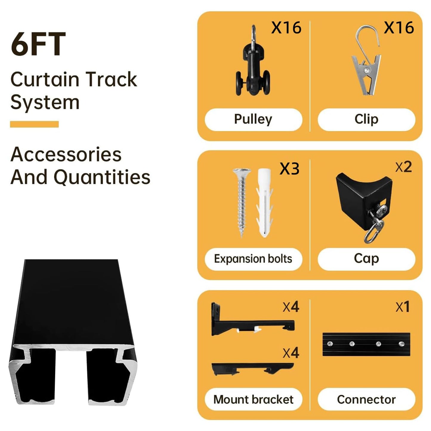 Aluminum Straight Curtain Track (Clip Gliders)