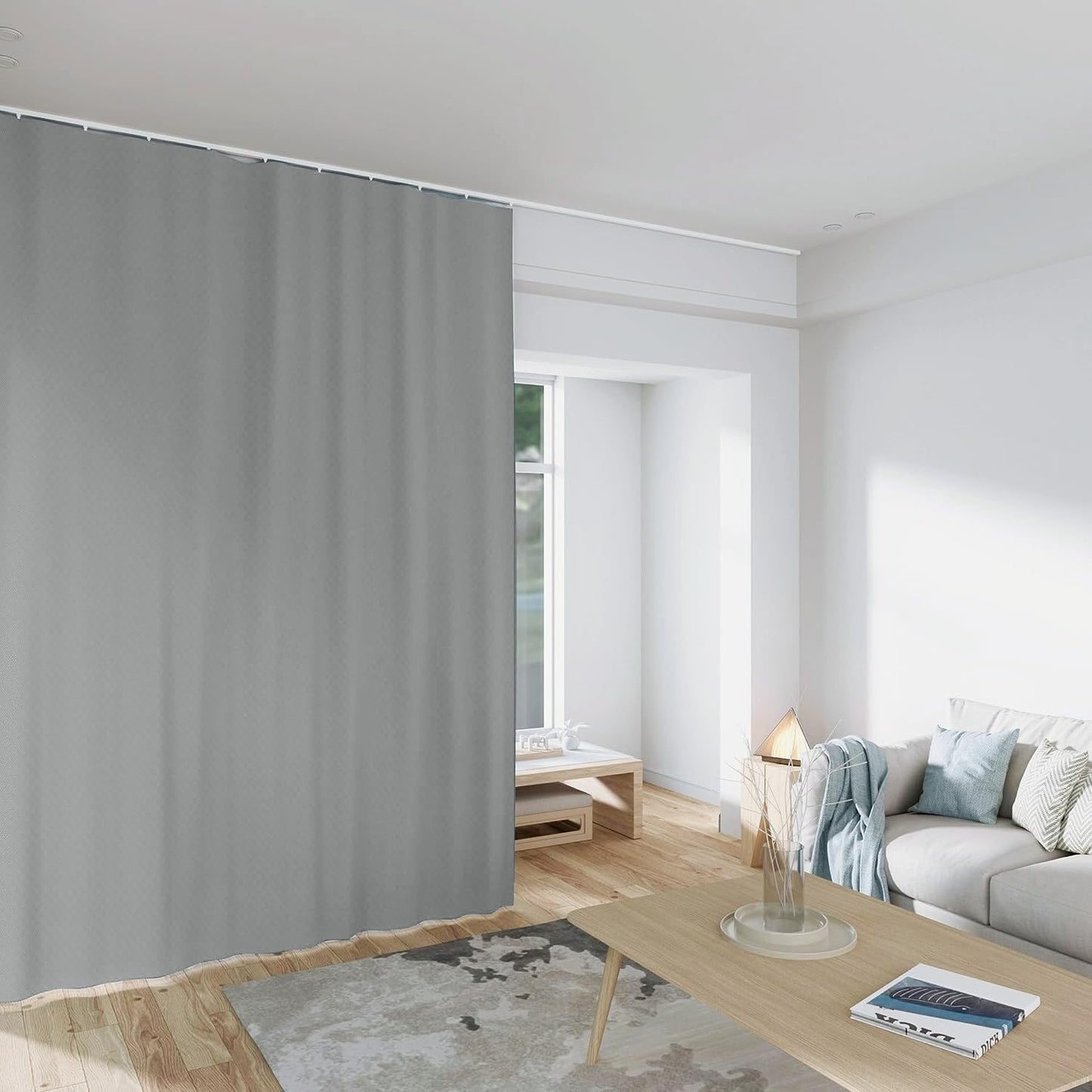 （Grey）Benny Thermal Textured Woven Blackout Divider Curtain