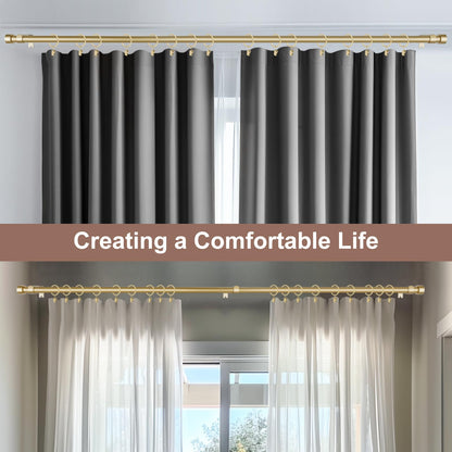 Curtains Rods for Windows 1 Inch Thick Heavy Duty Metal Curtain Rod with Curtain Rings with Clips Sets