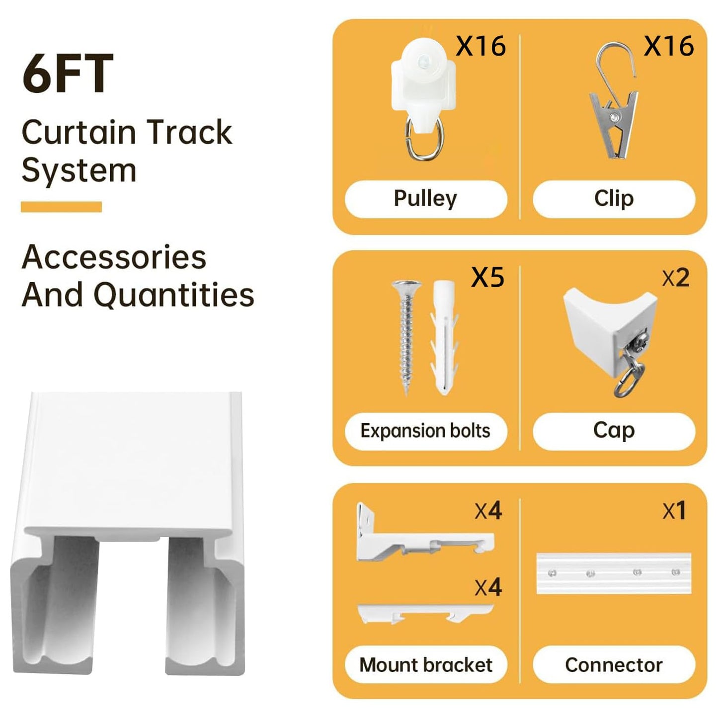 Aluminum Straight Curtain Track (Clip Gliders)