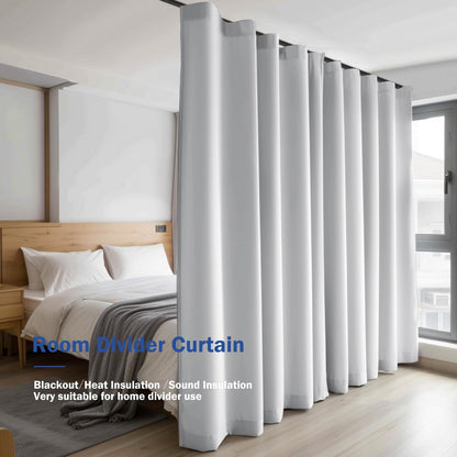 (White)High-Density Silk-Look Blackout Divider Curtain