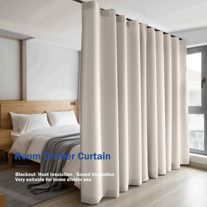 (Beige)High-Density Silk-Look Blackout Divider Curtain