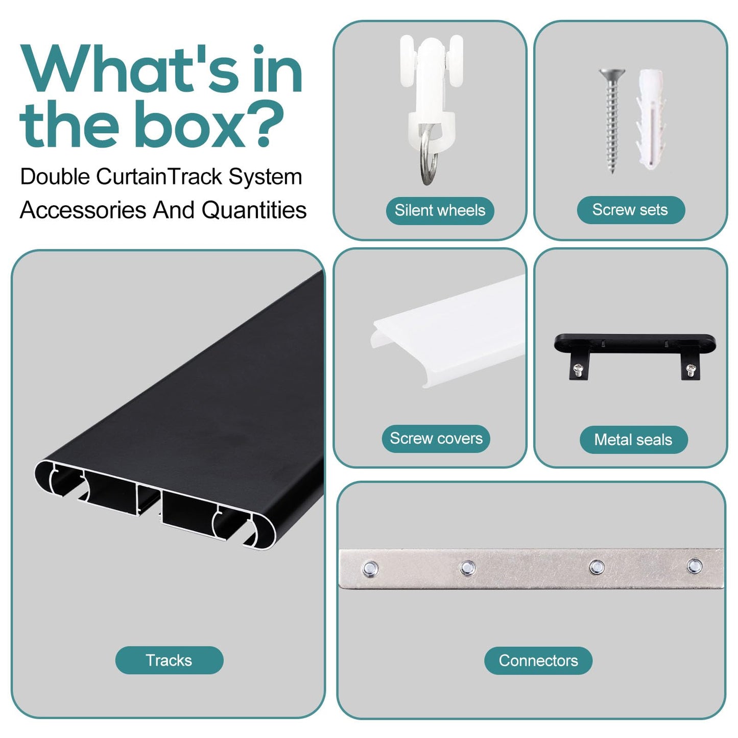 Silent Heavy-Duty Double Curtain Track (Ceiling Mount)