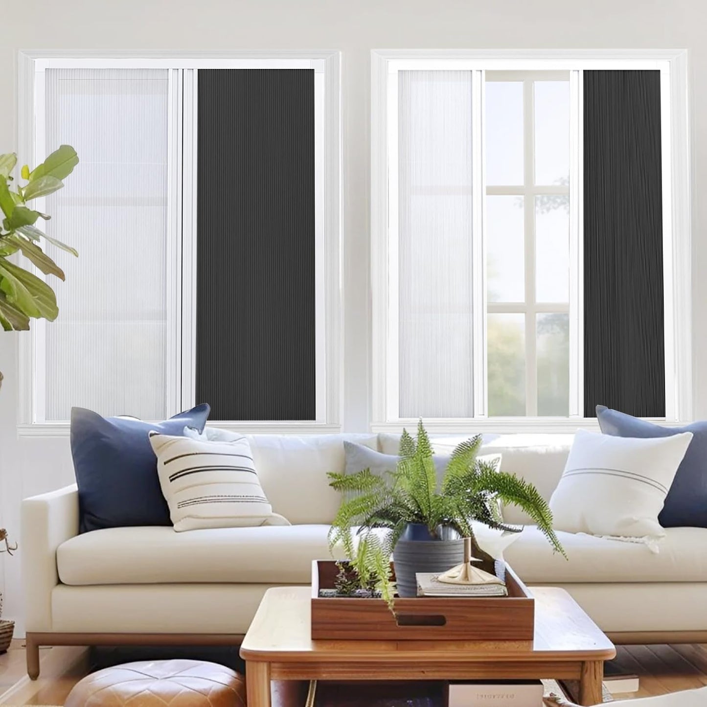 Day & Night Cordless Cellular Shades - Dual Sheer & Blackout Honeycomb Blinds (Custom Size)