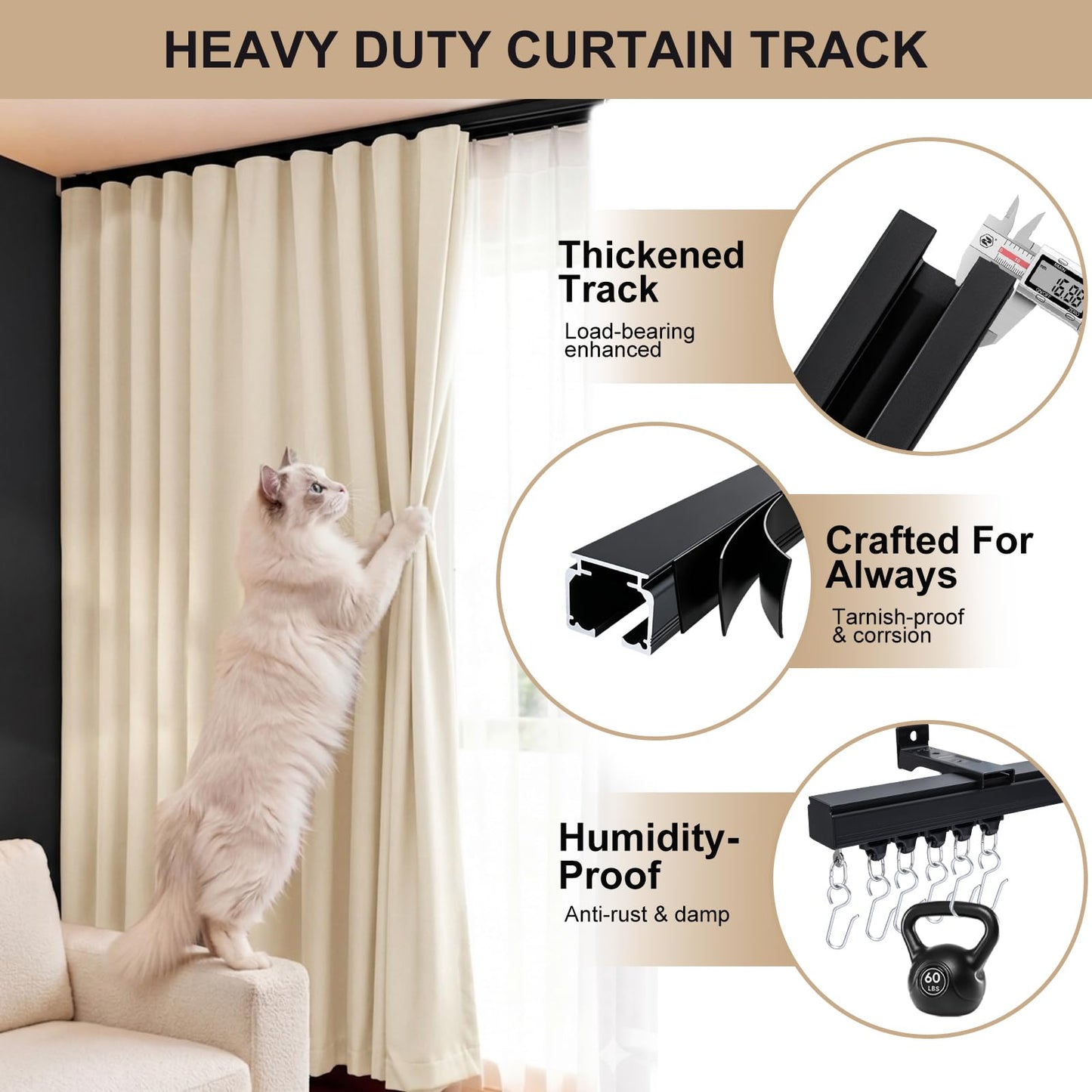 Direct Mount Heavy Duty Aluminum Curtain Track System（Hook Gliders）