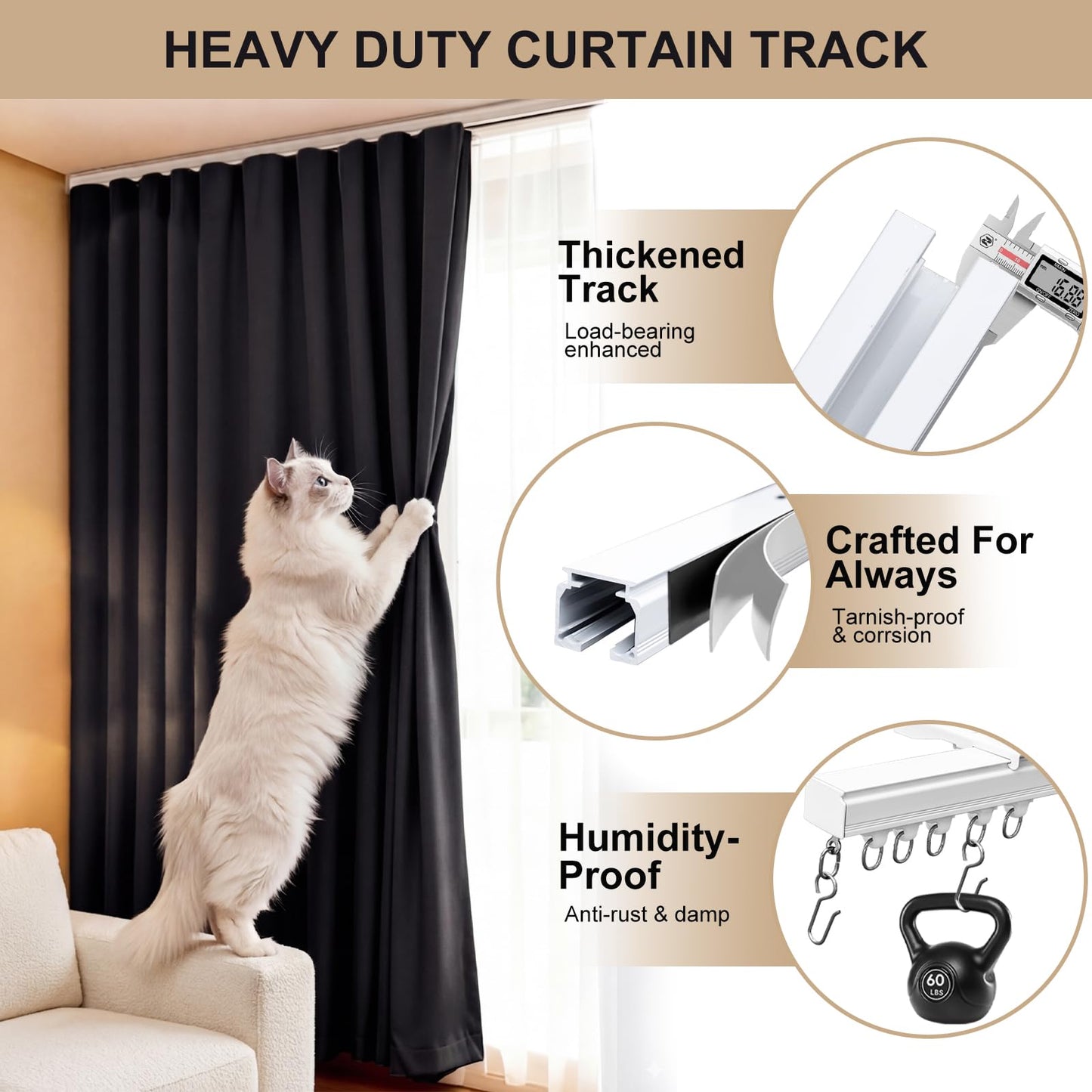 Direct Mount Heavy Duty Aluminum Curtain Track System（Hook Gliders）