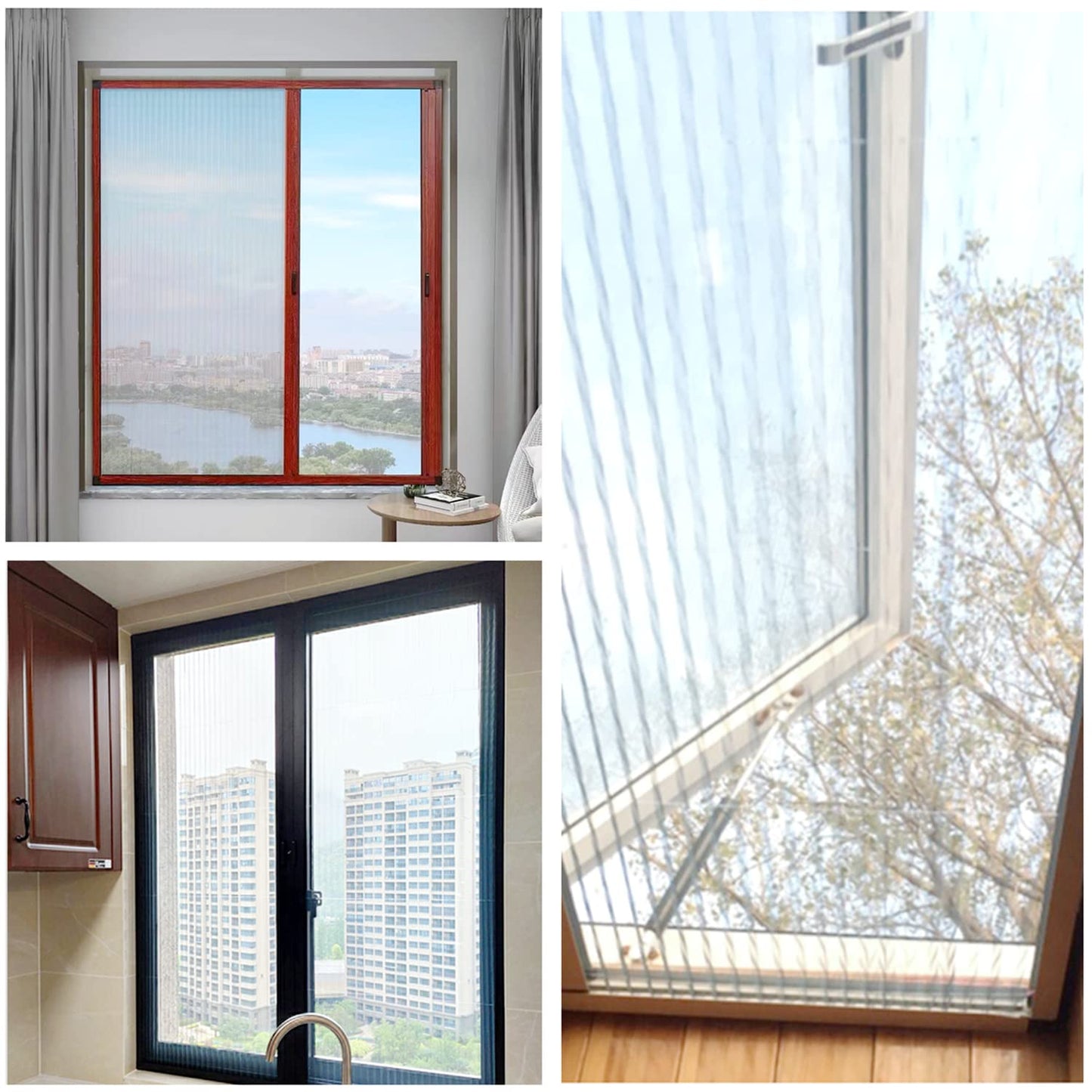 No-Drill Retractable Window Screen - Custom Folding Mesh & Aluminum Frame