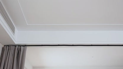 (Track-grey)High-Density Silk-Look Blackout Divider Curtain & Black Track Kit