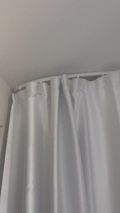 (Beige)High-Density Silk-Look Blackout Divider Curtain & White Track Kit